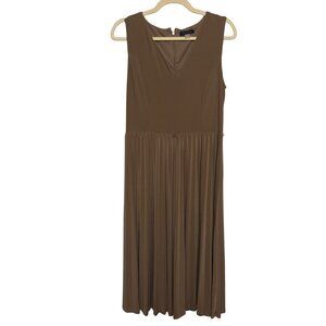 Tommy Hilfiger Brown Sleeveless V-Neck Pleated Maxi Dress Size 10
